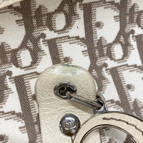 Auth DIOR/ChristianDior Flower Cream Khaki PVC Leather Handbag - Picture 13 of 16